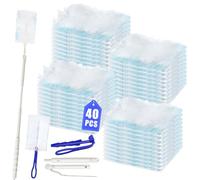 42 Pièces Plumeau Poussiere Recharge Kit Compatible avec Swiffer Plumeau Poussiere, Duster Kit avec 1 Guidon Long et 1 Guidon Court, Recharges Plumeau Duster, pour Cheveux, Poussière, Saleté