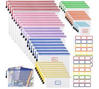 42 Pièces Transparente Pochette Fermeture Eclair,Pochette Document Zippée,Imperméable PVC Mesh Zippée Pouch Ranger Papiers petits Objet des Fournitures,Cosmétiques et Accessoires de Voyage (8 Tailles)