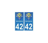 42 Saint-Etienne autocollant plaque blason armoiries stickers département - Angles : droits