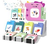 420 Cartes d'apprentissage parlantes Montessori en Espagnol - Set de flashcards avec Fonction sonore, Jouet éducatif, pour l'apprentissage préscolaire. Inclut 10 chansons en français