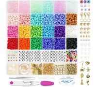 4200 perles de rocaille en verre 4mm, 24 couleurs. Kit complet pour fabrication de bijoux créatifs, bracelets et décoratio