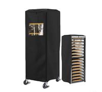 420D Couverture Résistant aux intempéries pour chariot de pâtisserie avec fenêtre de visualisation, anti-poussière et protection solaire pour étagères à pain commerciales 59 x 72 x 163 cm, noir