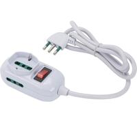 421454 Triax Power Strip 1 Double Stage Italian/German Socket ¿ 2 Italian Side Bipas Sockets ¿ Cable 1.2 M 3G0.75 ¿ Italian Team Plug 10A + Luminous Automatic Switch