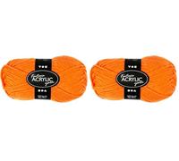 421709 50 g 80 m Orange fluo - Double Fil de laine à tricoter en acrylique (Lot de 2)