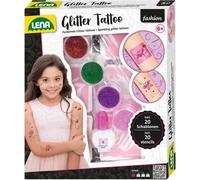 42440 - Fashion Glitter Tattoo, Set De Mode Pour Styliser Et Décorer Avec 4 Couleurs Scintillantes, Pinceau, Latex Et Dix Pochoirs, Décoration Corporelle Lavable Pour Filles À Partir De 6 An[Z3171]