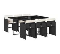 42545755& Ensemble repas de jardin coussins 7 pcs,Table de jardin et 6 chaises - Noir Résine tressée