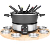 42566 Set À Fondue, Plateau Tournant Pratique Avec 8 Récipients À Sauce En Acier Inoxydable, Réglable En Continu De 40 °C À 190 °C, 1000 W, 1000, Casserole Antiadhésive, Noir, Argenté