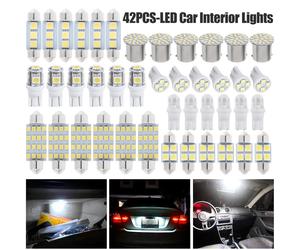 42pc LED lumières intérieures ampoule Kit dôme plaque d'immatriculation lampe 6000K LED remplacement plaque d'immatriculation/lumière de lecture blanc lumière intérieure