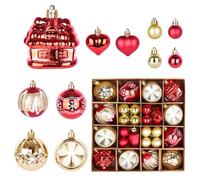 42PCS Boule de Noël Rouge: Boules de Sapin de Noël 6 cm/3 cm, Décorations de Sapin de Noël avec Crochets, pour Mariages, Fêtes