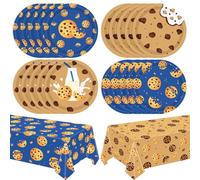 42pcs Lait et Biscuits Fête d'anniversaire Assiettes Biscuits Chocolat Set Vaisselle Cartoon Friends Street Party Assiette 7 Pouces Cookie Monster Nappe 130x220cm pour Garçons Filles Anniversaire