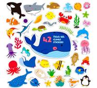42PCS Marine Animal Gel Clings Decals Autocollants, épais, amovibles, réutilisables pour enfants, tout-petits, adultes, décorations à la maison et en classe (non comestibles)