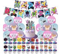 42PCS Pet Simulator X Fournitures de Fête D'anniversaire,Pet Simulator Décoration de Fête, Joyeux Anniversaire Bannière Ballon Cupcake Topper pour Fête Anniversaire Fournitures pour Enfant Fille