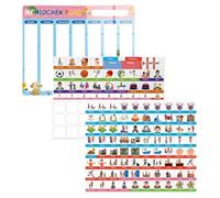 43,5 x 32,5 cm Calendrier Magnétique pour Enfants, Planning Journalier pour Enfants Magnétique Puissant, Agenda Quotidien Avec Aimants et Cordelette, Agenda des Routines pour Autonomie, Organisation