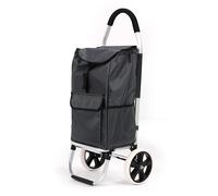 43.5Litres Aluminium Chariot de Courses Pliable avec Compartiment étanche, Grand Caddie Course, Chariot à roulettes, cadie a roulettes de Courses, Sac a Roulette Course, Shopping Trolley- Gris