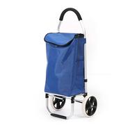 43.5Litres Aluminium Chariot de Courses Pliable avec Compartiment étanche, Grand Caddie Course, Chariot à roulettes, cadie a roulettes de Courses, Sac a Roulette Course, Shopping Trolley - Bleu