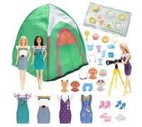 43 ensembles de vêtements de camping compatibles avec Barbie, accessoires de poupée de 11,5 pouces, 1 tente de poupée, 4 vêtements, 4 chaussures, 4 mini chiots, 7 animaux de compagnie, 1 accessoire