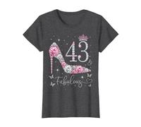 43 & Fabulous, 43 Years Old and Fabulous, 43th Birthday T-Shirt, Femme, Chiné Foncé, XL
