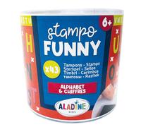 43 Tampons Alphabet & Chiffres avec Encreur Noir - Tampons Enfant 6 ans et + - Stampo Funny - Encre Lavable - Activité Manuelle Dessin - Lettres A à Z, Numéros - Cadeau Fille Garçon
