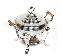 43 x 33,5 x 40 cm - Style européen - Ronde - Chafing Dish - En acier inoxydable - Diamètre : 30 cm - Avec couvercle - Chauffe-plats pour mariages, buffets, banquets