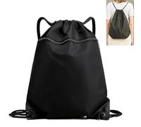 43 x 34 cm Grand Sac à Dos à Cordon de Serrage, Noir Sac à Dos de Sport, Ultra-léger Pliable Sac à Cordon de Sport pour Homme Femme, Imperméable Sac Tissu Cordon, pour Voyage, Plage, école, Natation