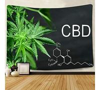 430 Tenture Feuille De Cannabis Cbd, Fond Noir Technologie Numérique Moderne Tapisserie Murale Portable Tapisserie Tenture Pour Fête Salon 150x150cm