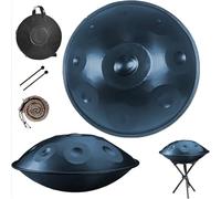 432 Hz 440Hz Handpan Tambour à Main 10 Notes 12 Notes 56 cm en acier avec Sac à Main Doux, Percussion Harmonique pour la Guérison du Son, la Méditation Personnelle, le Yoga(Blue,432HZ/9Note)