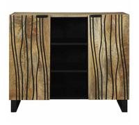 [43269]Buffet Bahut MEUBLECHIC, commode meuble de rangement, Marron 90x33x75 cm bois de manguier massif,Poids:28.2 Kg