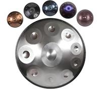 432Hz/440Hz Handpan, 9/10/12 Notes Steel Hand Drum D mineur Hand Pan, 22 Pouces Handpan Adulte Débutants, Instrument de Méditation pour Thérapie Sonore(Silver,440HZ/10Note)