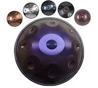 432Hz/440Hz Handpan, 9/10/12 Notes Steel Hand Drum D mineur Hand Pan, 22 Pouces Handpan Adulte Débutants, Instrument de Méditation pour Thérapie Sonore(Deep Purple,432HZ/10Note)