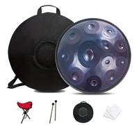 432Hz/440Hz Handpan Drum, 9/10/12 Notes Handpan Drum Sets, 22 Inches Steel Hand Pan Percussion Instruments, With Drums Tripod, For Meditation Yoga Sound Healing(D,9 notes(440Hz))