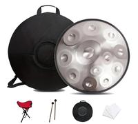 432Hz/440Hz Handpan Drum, 9/10/12 Notes Handpan Drum Sets, 22 Inches Steel Hand Pan Percussion Instruments, With Drums Tripod, For Meditation Yoga Sound Healing(B,9 notes(440Hz))