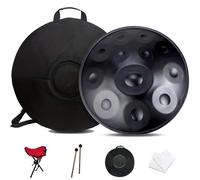 432Hz/440Hz Handpan Drum, 9/10/12 Notes Handpan Drum Sets, 22 Inches Steel Hand Pan Percussion Instruments, With Drums Tripod, For Meditation Yoga Sound Healing(A,10 notes(432Hz))