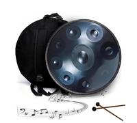 432Hz/440Hz Tambour À Main Handpan Drum Adulte, 22 pouces Hand pan à 9/10/12 notes, Instrument de Musique en Ré Mineur, Tambour à Main pour la Méditation et le Yoga(bleu,440HZ/12Note)