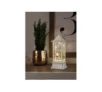 4364-200 Lanterne à LED Père-Noël avec chien blanc chaud LED blanc enneigé, rempli deau, avec interrupteur