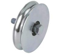 4392214 Roue portail à fixer Gola ronde 400 combi en acier galvanisé. Avec boulon et roulement. Galvanisé + roulement à billes 16 mm 80 mm.