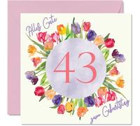 43ème carte d'anniversaire pour femme, Bouquet de tulipes aquarelle