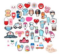 43Pcs Breloques Chaussures Médicales décoratives, Cadeaux de Charmes Chaussures d'Infirmière en PVC, Décoration de Breloques de Chaussures de Médecin de Bricolage pour Sandales Sabots