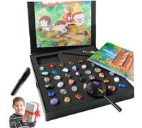 43pcs Collections de rock pour enfants, 43 pierres précieuses différentes pour enfants, collection de rock avec boîte, ensemble sciences l'éducation minérale pour garçons collections féminines