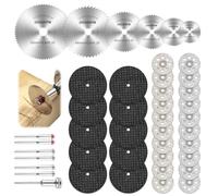 43Pcs Mini Disque Diamant À Tronçonner Metal Accessoires HSS En Résine Lame Scie Circulaire Disques de Coupe avec Mandrin pour Métal Bois Verre Céramique Pierre Plastique