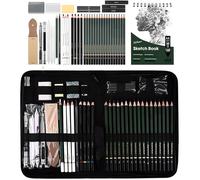 43pcs Professional Art, Crayons de Dessin avec Crayons à Croquis, Crayon Graphite, Artiste Set Malette Dessin Enfants