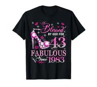 43rd Birthday Queen Blessed by God 43 Fabulous Since 1983 T-Shirt