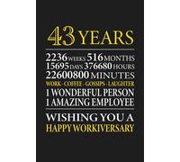 43rd Year Work Anniversary: Employee Appreciation Gift for Job Milestone of 43 Years of Service