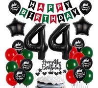44 ans anniversaire Decoration Homme Femme, Ballon 44 ans anniversaire Rouge Noir Vert, 44 ans ballon Noir Vert Rouge Decoration, 44 ans fête Décoration Homme Femme, 44 Noir Vert Rouge Ballons