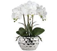44 cm Orchidée Artificielle Phalaenopsis Fleurs artificielles comme véritable orchidée décorative Bonsaï Arrangement en Pot en céramique pour Table Salon décoration