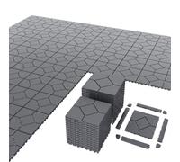 44 Dalles Terrasse Clipsables 30x30cm, 12 Bordures et 4 Angles Inclus | Sans colle ni vis , Ajouré drainage rapide , Surface antidérapante , Résiste aux intempéries , Balcon, jardin, piscine