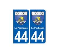 44 Le Pouliguen blason ville autocollant plaque stickers - Angles : arrondis