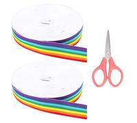 44 Mètres De Ruban Arc-En-Ciel, 1 Paire De Ciseaux, Ruban Long, Ruban Gros-Grain En Polyester, Décoration De Fierté D'Éventail Arc-En-Ciel