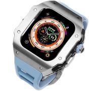 44 mm 45 mm 49 mm Luxury Luxury en acier inoxydable Carie de montre en caoutchouc Fluorine Watch Watch ， pour la série 8 7 6 SE 5 4 ， Metal Sport Band Mod Kit de remplacement Accessoire