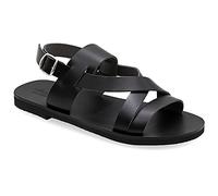 44 noir Emmanuela Antique Sandales en cuir grecque pour hommes, Sandales pour hommes à la main avec orteils ouverts, boucle réglable de qualité chaussures d'été en noir, marron, beige