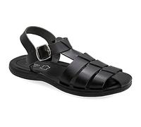 44 noir Emmanuela Sandales grecques antiques confortables pour hommes, sandales en cuir semi-semées rembourrées, chaussures d'été réglables de haute qualité avec boucle